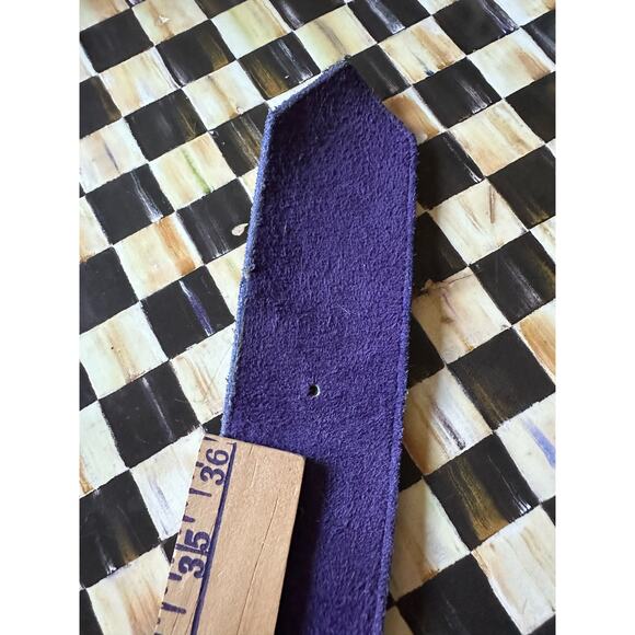 Vintage Morgan Taylor Women\'s Suede Belt purple gold Buckle sz m retro glam 39” main image 5
